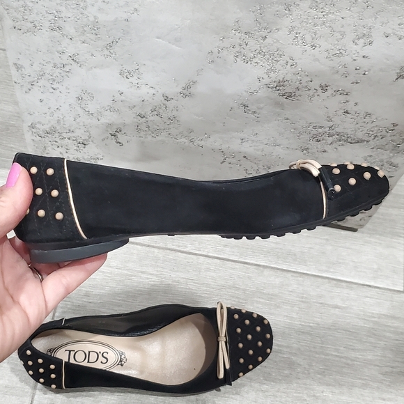 Tod's Black Studded Ballet Flats - Picture 7 of 16